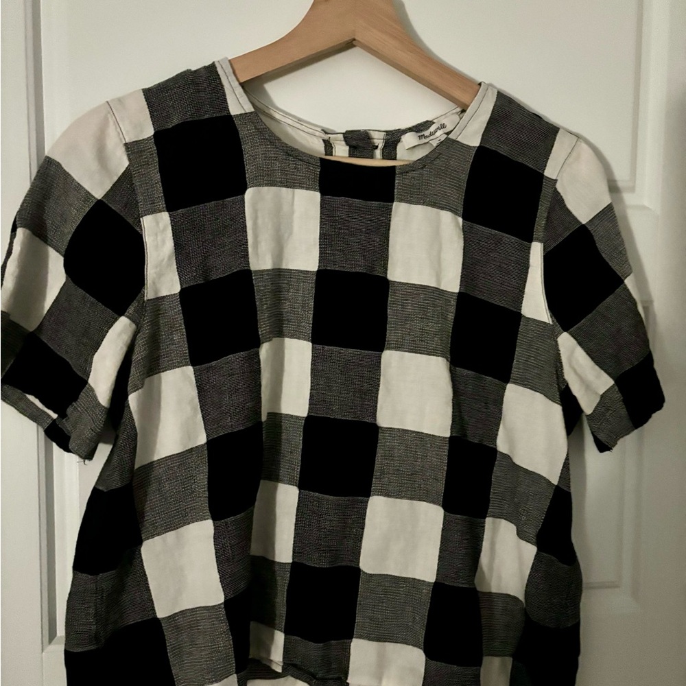 Madewell Black and White Gingham Top
